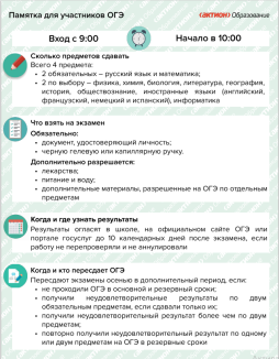 Памятка для участников ОГЭ